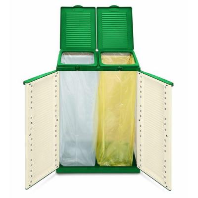  Meuble poubelle 68 x 39 x h89 cm 2 portes sacs tri des d&eacute;chets Terry