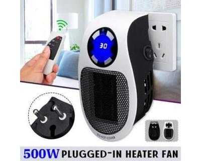 NEUFU NE&Uuml;FU 500W Mini Chauffage &eacute;lectrique Soufflant Radiateur Prise EU LED t&eacute;l&eacute;commande Blanc 