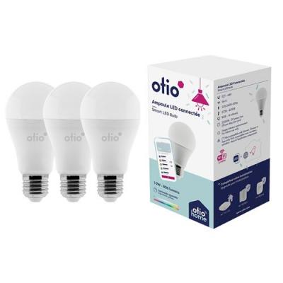  Pack de 3 ampoules connect&eacute;es WIFI LED E27 RGB - OtioHome 