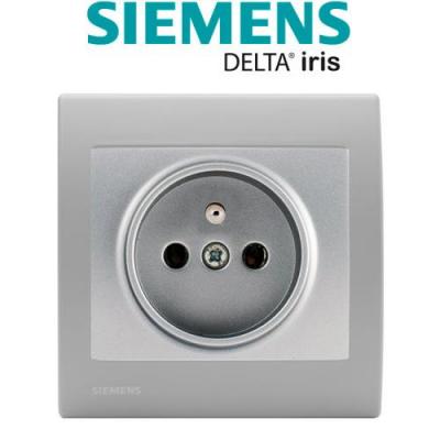 SIEMENS Prise 2P+T Silver Delta Iris + Plaque basic Silver  