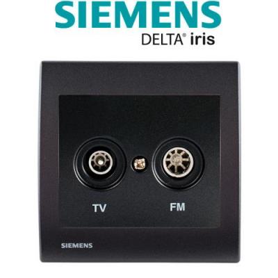 SIEMENS  - Prise TV/FM Anthracite Delta Iris + Plaque basic Anthracite