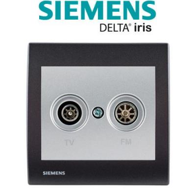 SIEMENS  - Prise TV/FM Silver Delta Iris + Plaque basic Anthracite