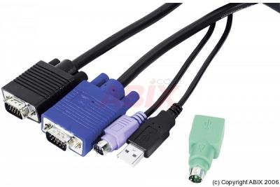CUC generic - Kit de c&acirc;bles clavier / vid&eacute;o / souris (KVM) - 3 m