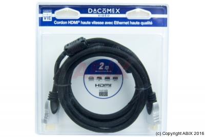  Dacomex blister cordon HDMI haute vitesse + Ethernet HQ 2M 