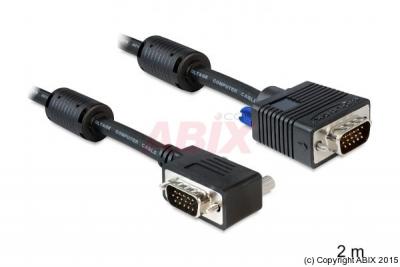 DELOCK  C&acirc;ble VGA HD-15 (M) pour HD-15 (M) 2 m connecteur &agrave; 90&deg;