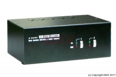 DEXLAN  switch KVM double DVI-I / USB / Audio 2 ports + c&acirc;bles