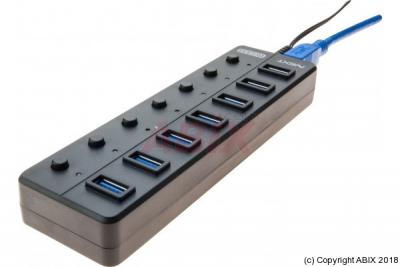 ABI DIFFUSION Hub 7 ports usb 3.0 avec interrupteurs et alimentation