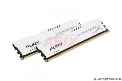 HYPERX  FURY - DDR3 - kit - 8 Go: 2 x 4 Go - DIMM 240 broches - 1600 MHz / PC3-12800 - CL10 - 1.5 V - m&eacute;moire sans tampon - non ECC - blanc