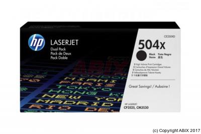 HP Pack de 2 toner noir haute capacit&eacute;  pour color laserjet CP3525 / CP3530 ... (504X)
