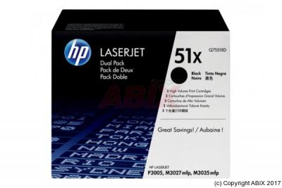 HP  51X pack de 2 toners LaserJet noir grande capacit&eacute; Q7551XD