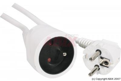 DEXLAN  - Rallonge de c&acirc;ble d'alimentation - 2 p&ocirc;les (M) pour 2 p&ocirc;les (F) - 10 m - blanc
