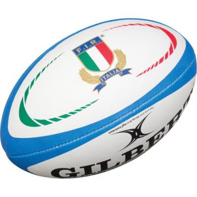GILBERT Ballon de rugby Replica Italie Taille 5 Blanc, Bleu, Rouge et Vert 
