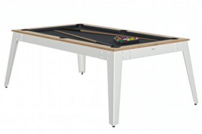 RENE PIERRE Ren&eacute; Pierre Billard Steel Chene Sable Pieds Blanc Drap Gris Ardoise