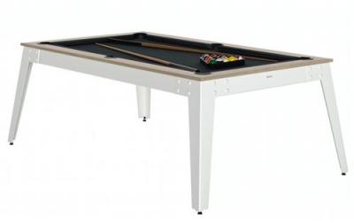 RENE PIERRE Ren&eacute; Pierre Billard Steel Oslo Pieds Blanc Drap Gris Ardoise