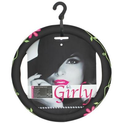 SUMEX Car Plus Flower Power couvercle volant cuir universel noir 37-39 cm