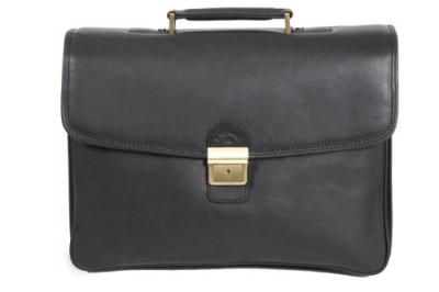 KATANA Cartable  en cuir de vachette gras 4 soufflets K 31028 - Noir