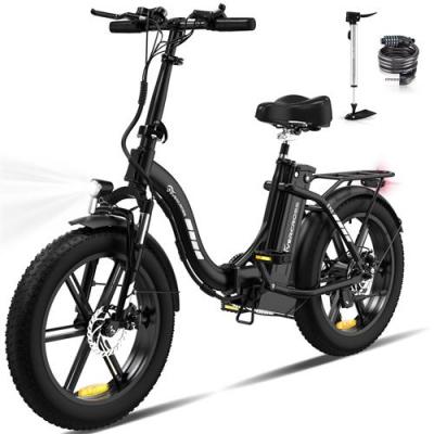  V&eacute;lo &eacute;lectrique pliable 20"" EK6 assistance au p&eacute;dalage 250W Batterie amovible 48V 13Ah Freins disque Noir 