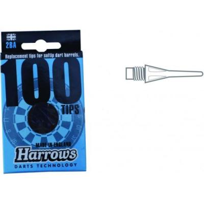 HARROWS  bo&icirc;te de 100 pointes plastiques 2BA Blanches courtes pour cibles &eacute;lectroniques 