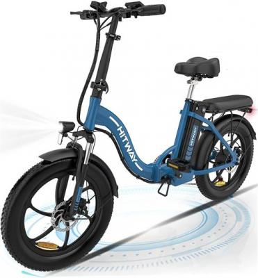 HITWAY  V&eacute;lo &Eacute;lectrique pliable 20"" - Batterie 36V/11,2Ah - Moteur 250W - 7 Vitesses - Bleu
