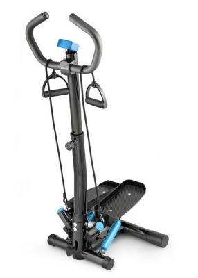 HS HOP SPORT Stepper Rotatif HS-055S Noble, Swing Side, Stepper avec poign&eacute;es r&eacute;glables, Cordes &eacute;lastiques et Compteur (Noir/Bleu)
