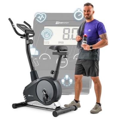 HS HOP SPORT V&eacute;lo d'appartement l'App et Bluetooth HS-2080 Spark, 9 kg Roue d'inertie, 16 Niveaux de R&eacute;sistance, Capteurs de Pulse, Argent&eacute; 