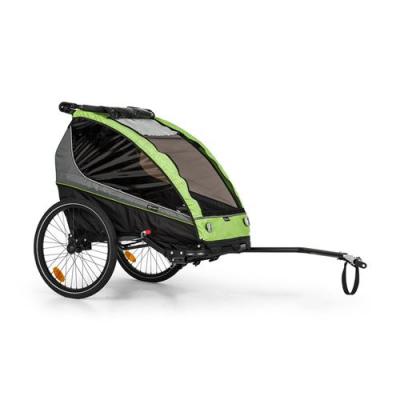 KLARFIT Remorque de v&eacute;lo pour enfants  Kiddy King - 2 places - Noir & Vert 