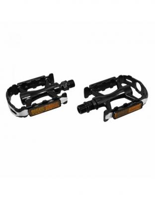 NEWTON BIKE Pedale vtt roulement etanche premium corps alu noir cage alu argent-noire 9-16 (paire)