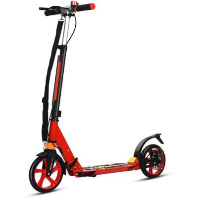  trottinette &agrave; 2 roues rouge avec frein pliable 3 hauteures ajustables pour enfant fait en alliage d'aluminium charge max.100kg 