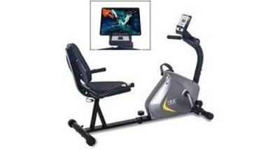  V&eacute;lo d'appartement semi-allong&eacute; v&eacute;lo couch&eacute; avec frein magn&eacute;tique, roues de transport,les capteurs d'impulsion et l'ecran lcd, 8 niveaux de