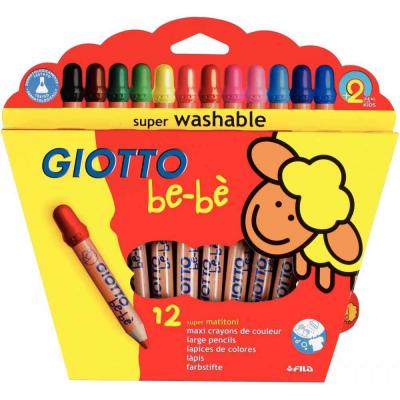 GIOTTO Etui de 12 crayons de couleur  be-b&egrave; avec taille-crayon