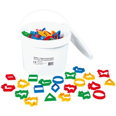  Seau de rangement herm&eacute;tique comprenant 100 anilaux et 50 formes g&eacute;om&eacute;triques en plastique