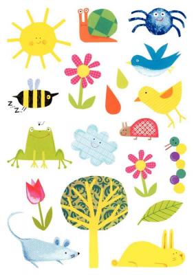MLDR Set de 6 planches A5 &agrave; gommettes Maildor Baby Jardin