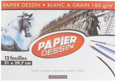  Papier dessin 180g 21x29,7 blanc - Pochette de 12 feuilles