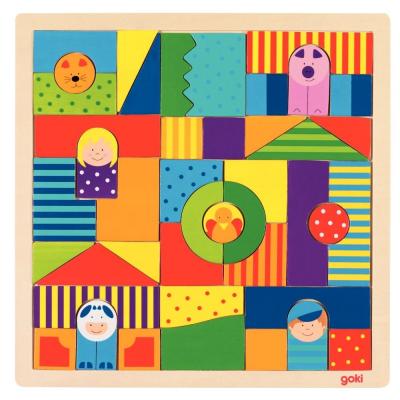 GOKI Puzzle de 43 pi&egrave;ces mosa&iuml;ques en bois, LA FERME