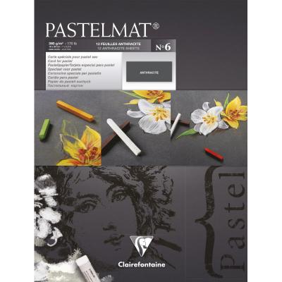 CLAIREFONTAINE Bloc Pastelmat 18 x 24 cm - 12 feuilles Anthracite - 