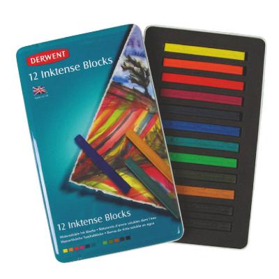  Pastels secs Derwent Inktense B&acirc;tonnets - Bo&icirc;te m&eacute;tal de 12 pastels