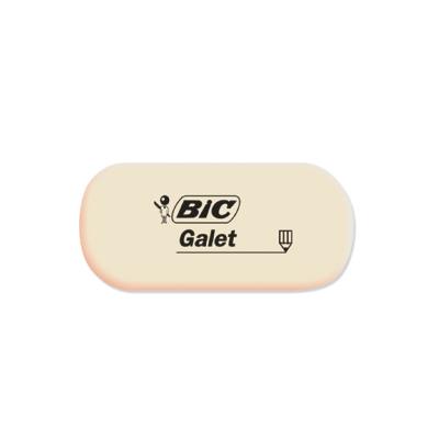 BIC  Gomme Blanche Caoutchouc Ovale Galet Petit Mod&egrave;le