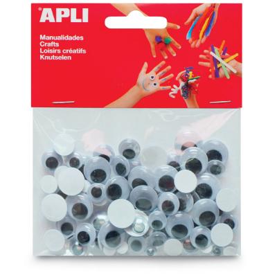 GENERIQUE Lot de 5 Sachet de 100 yeux mobiles ronds sans cil, taille 10 mm