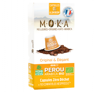 MOKA Capsule de caf&eacute; arabica bio P&eacute;rou, original & &eacute;l&eacute;gant