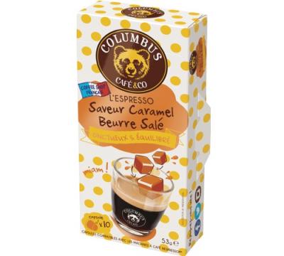 COLUMBUS Espresso Caramel Beurre Sal&eacute; -  - 10 capsules pour Nespresso&reg;