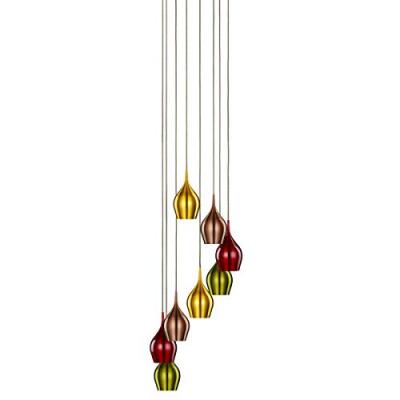 SEARCHLIGHT 8 Light Multi-Drop With Coloured Shades