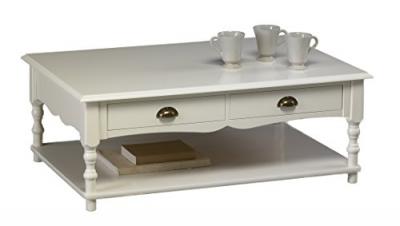 Table Basse Blanche 2 Tiroirs Charme