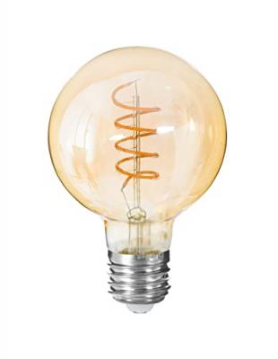 PARIS PRIX Ampoule led 'globe' G95 ambree filament torsade E27 2W