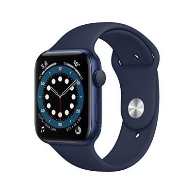 Apple Watch Series 6 - boitier alu bleu - bracelet sport bleu marine - 44mm