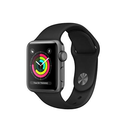 Apple Watch Series 3 alu argent - Bracelet Sport noir - 38 mm