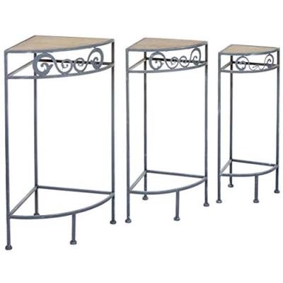 Lot de 3 etag&egrave;res d'angle ""botal"" naturel