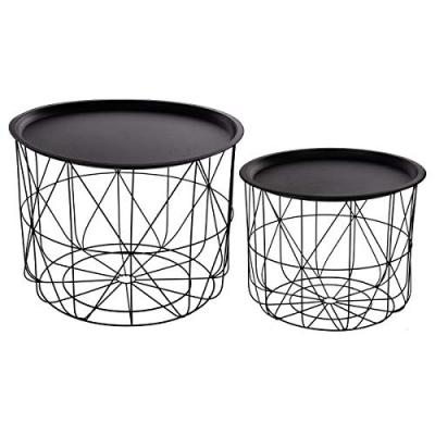 Duo tables &agrave; caf&eacute; - M&eacute;tal - Noir