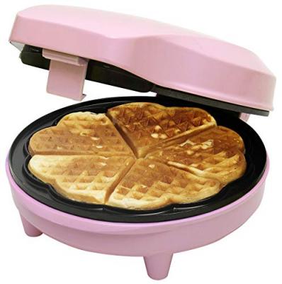 BESTRON  Gaufrier pour des gaufres en forme de c&oelig;ur, Design r&eacute;tro, Sweet Dreams, 700 W, Rose ASW217