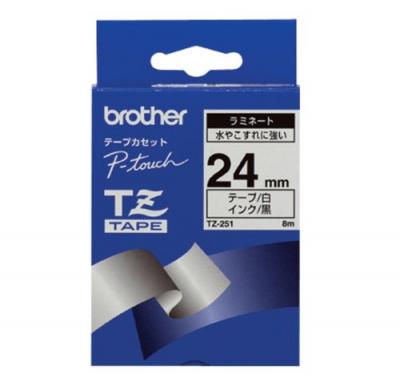 BROTHER  Ruban TZe-251 pour &eacute;tiqueteuse - 24 mm x 8 m - Noir sur Blanc