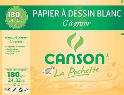 CANSON Pochette de 12 feuilles  ""C"" &agrave; grain&reg; 180 g